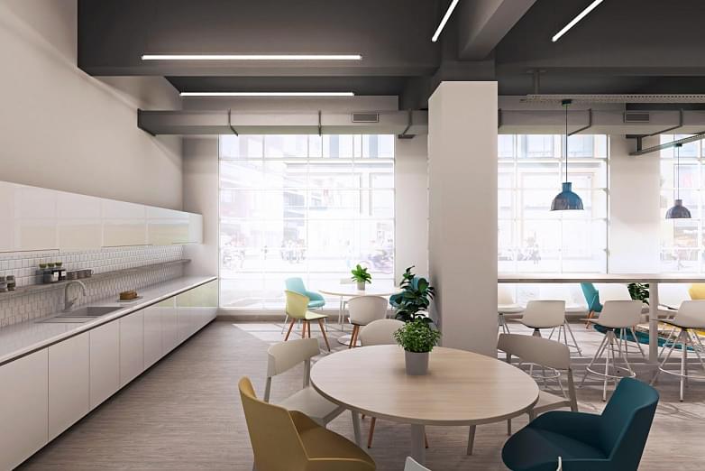 Modern working kitchen in bright colors
